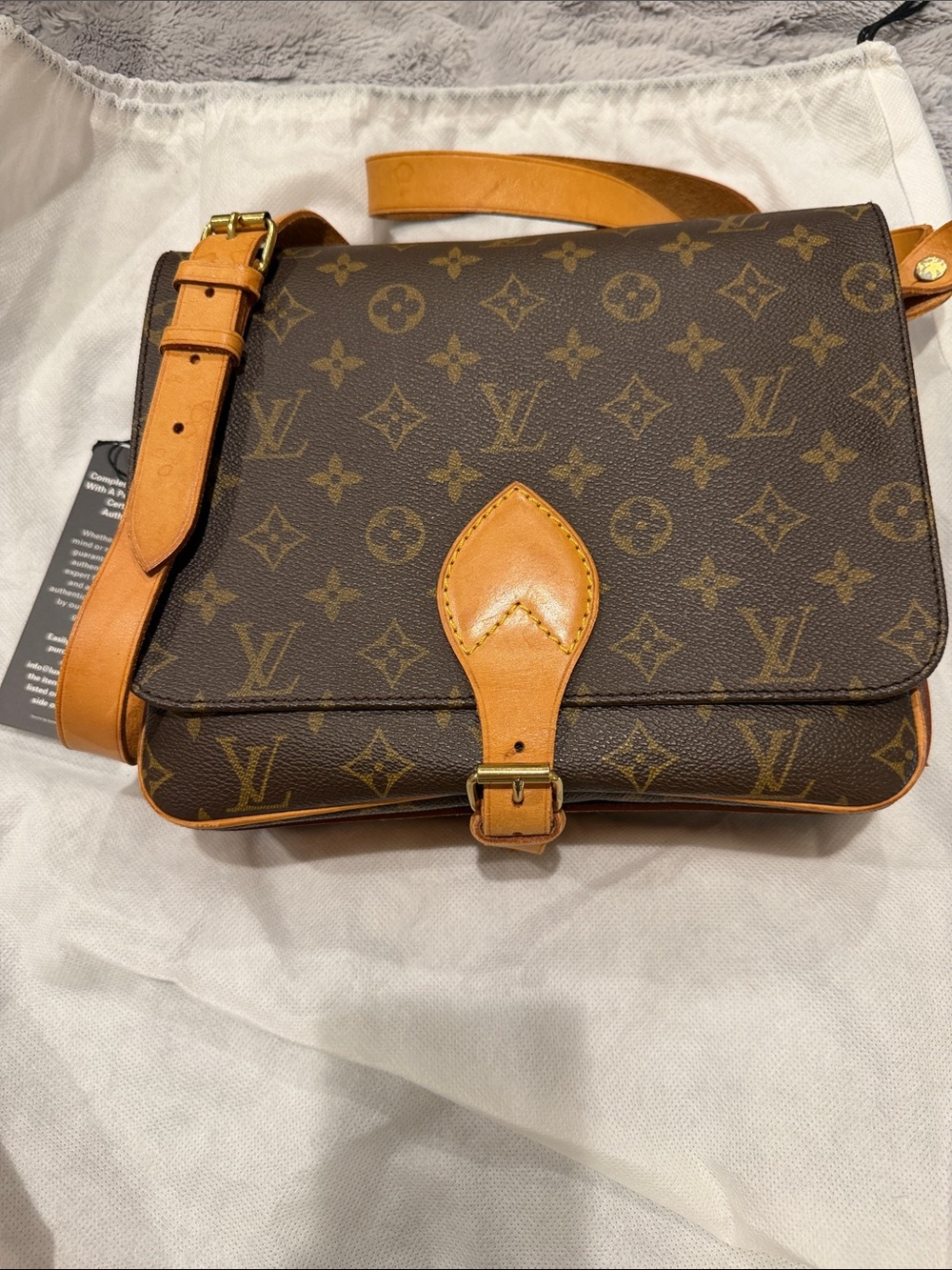 Louis Vuitton Monogram Canvas Messenger Bag with Tan Trim